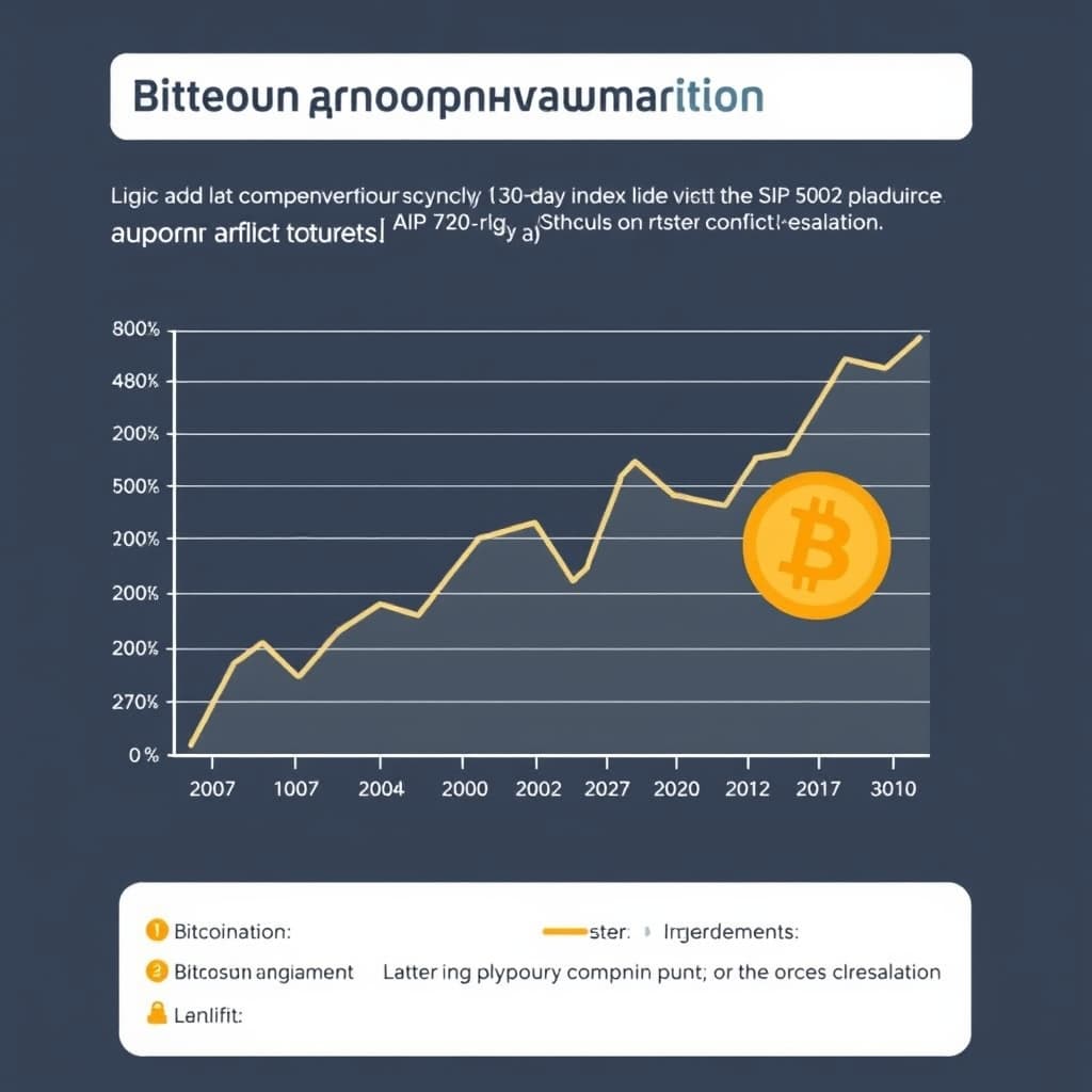 Dual-axis line chart showing Bitcoin volatility decoupling from S&P 500 and gold during the Iran escalation