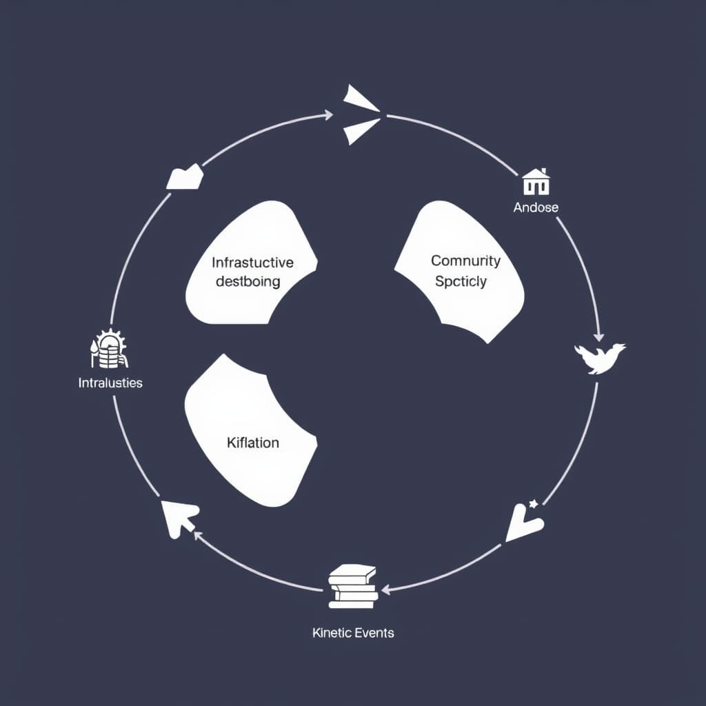 Circular flow diagram illustrating the Kinetic-Infrastructure Stagflation Lock