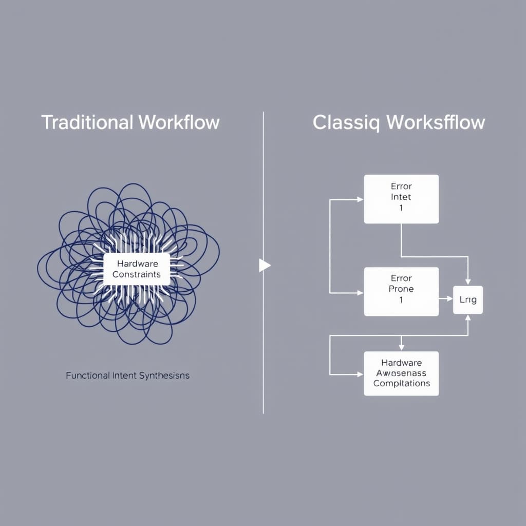 Split-view diagram comparing a 'Traditional Workfl