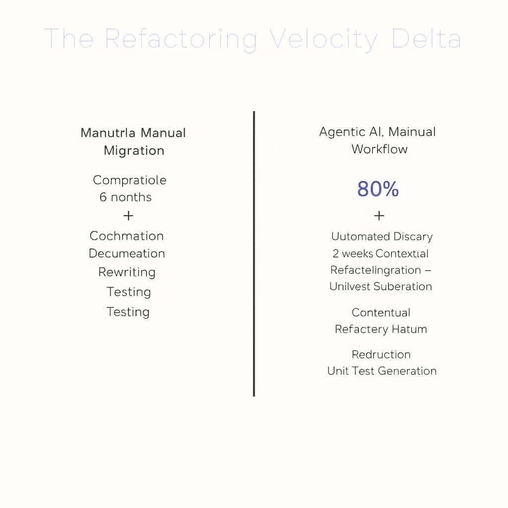 Comparative flowchart showing time savings in AI-driven COBOL refactoring
