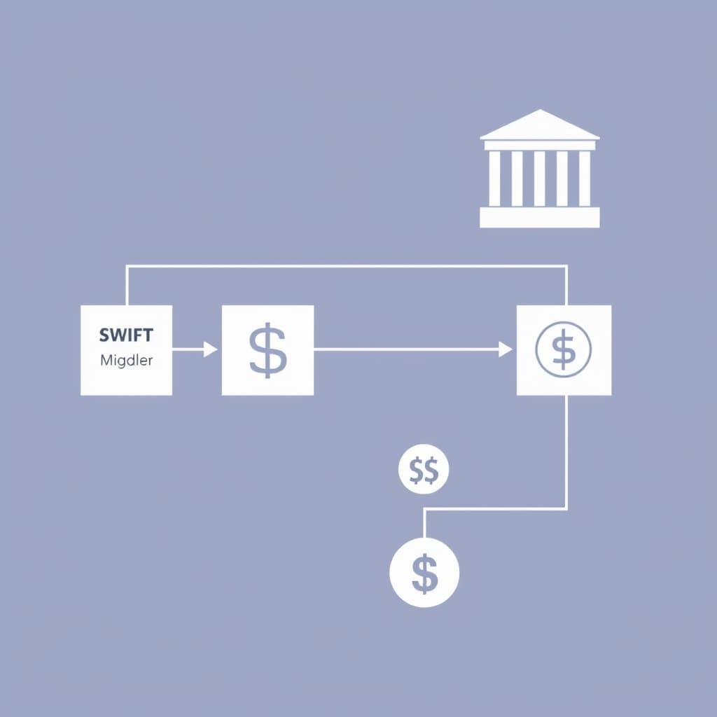 Flowchart showing SWIFT vs CBDC/escrow bilateral clearing models