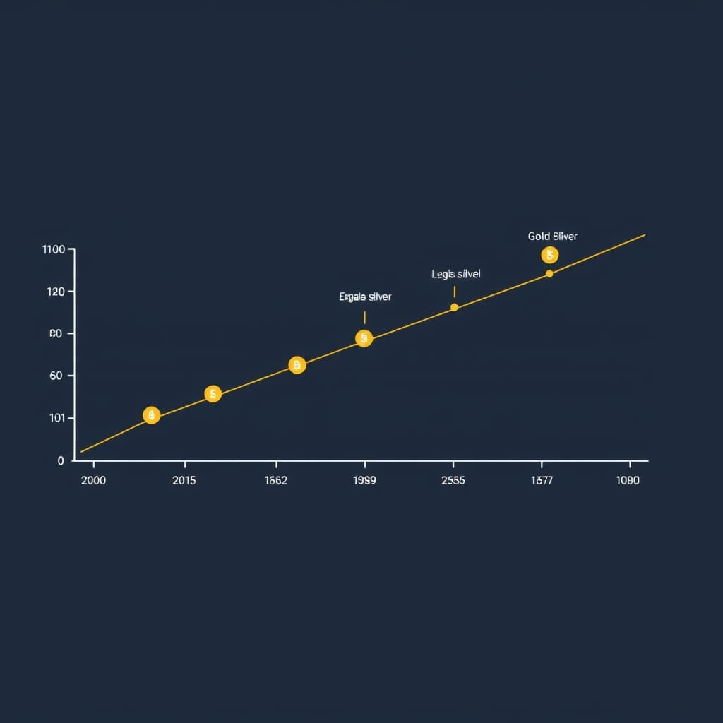A line chart showing Middle East conflict events on the X-axis, with rising conflict intensity on the left Y-axis and dropping gold/silver spot prices on the right Y-axis, marked with nodes indicating institutional margin calls.
